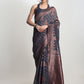 Janasya Grey Silk Blend Floral Jacquard Saree | Swadesiicart