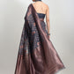 Janasya Grey Silk Blend Floral Jacquard Saree | Swadesiicart
