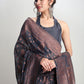 Janasya Grey Silk Blend Floral Jacquard Saree | Swadesiicart