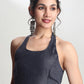Janasya Grey Silk Blend Floral Jacquard Saree | Swadesiicart