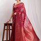 Janasya Fuchsia Silk Blend Floral Jacquard Saree | Swadesiicart