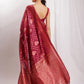 Janasya Fuchsia Silk Blend Floral Jacquard Saree | Swadesiicart