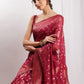 Janasya Fuchsia Silk Blend Floral Jacquard Saree | Swadesiicart