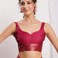 Janasya Fuchsia Silk Blend Floral Jacquard Saree | Swadesiicart