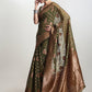 Janasya Green Silk Blend Floral Jacquard Saree | Swadesiicart
