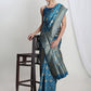 Janasya Teal Blue Silk Blend Geometric Jacquard Saree | Swadesiicart