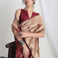 Janasya Beige Silk Blend Floral Jacquard Saree | Swadesiicart