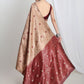 Janasya Beige Silk Blend Floral Jacquard Saree | Swadesiicart