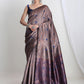 Janasya Grey Silk Blend Floral Jacquard Saree | Swadesiicart