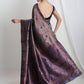 Janasya Grey Silk Blend Floral Jacquard Saree | Swadesiicart