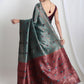 Janasya Sea Green Silk Blend Floral Jacquard Saree | Swadesiicart
