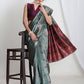 Janasya Sea Green Silk Blend Floral Jacquard Saree | Swadesiicart
