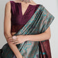 Janasya Sea Green Silk Blend Floral Jacquard Saree | Swadesiicart
