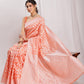 Janasya Peach Silk Blend Floral Jacquard Saree | Swadesiicart