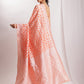 Janasya Peach Silk Blend Floral Jacquard Saree | Swadesiicart