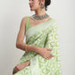 Janasya Light Green Silk Blend Floral Jacquard Saree | Swadesiicart
