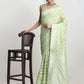 Janasya Light Green Silk Blend Floral Jacquard Saree | Swadesiicart