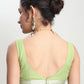 Janasya Light Green Silk Blend Floral Jacquard Saree | Swadesiicart