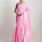 Janasya Pink Silk Blend Floral Jacquard Saree | Swadesiicart