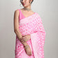 Janasya Pink Silk Blend Floral Jacquard Saree | Swadesiicart
