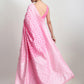 Janasya Pink Silk Blend Floral Jacquard Saree | Swadesiicart