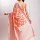 Janasya Peach Silk Blend Floral Jacquard Saree | Swadesiicart