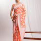 Janasya Peach Silk Blend Floral Jacquard Saree | Swadesiicart
