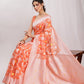Janasya Peach Silk Blend Floral Jacquard Saree | Swadesiicart