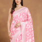 Janasya Light Pink Silk Blend Floral Jacquard Saree | Swadesiicart