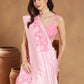 Janasya Light Pink Silk Blend Floral Jacquard Saree | Swadesiicart