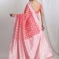 Janasya Coral Silk Blend Floral Jacquard Saree | Swadesiicart