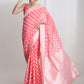 Janasya Coral Silk Blend Floral Jacquard Saree | Swadesiicart