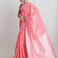 Janasya Coral Silk Blend Floral Jacquard Saree | Swadesiicart