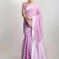 Janasya Lavender Silk Blend Floral Jacquard Saree | Swadesiicart