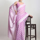 Janasya Lavender Silk Blend Floral Jacquard Saree | Swadesiicart