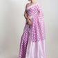 Janasya Lavender Silk Blend Floral Jacquard Saree | Swadesiicart