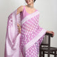 Janasya Lavender Silk Blend Floral Jacquard Saree | Swadesiicart