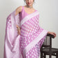 Janasya Lavender Silk Blend Floral Jacquard Saree | Swadesiicart