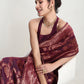 Janasya Purple Silk Blend Floral Jacquard Saree | Swadesiicart