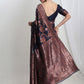 Janasya Navy Blue Silk Blend Floral Jacquard Saree | Swadesiicart