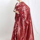Janasya Red Silk Blend Floral Jacquard Saree | Swadesiicart
