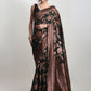 Janasya Dark Green Silk Blend Floral Jacquard Saree | Swadesiicart