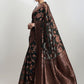 Janasya Dark Green Silk Blend Floral Jacquard Saree | Swadesiicart