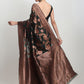 Janasya Dark Green Silk Blend Floral Jacquard Saree | Swadesiicart