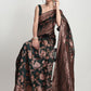Janasya Dark Green Silk Blend Floral Jacquard Saree | Swadesiicart