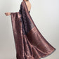 Janasya Indigo Silk Blend Floral Jacquard Saree | Swadesiicart
