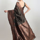 Janasya Dark Green Silk Blend Floral Jacquard Saree | Swadesiicart