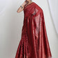Janasya Red Silk Blend Floral Jacquard Saree | Swadesiicart