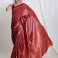 Janasya Red Silk Blend Floral Jacquard Saree | Swadesiicart
