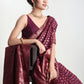 Janasya Purple Silk Blend Floral Jacquard Saree | Swadesiicart